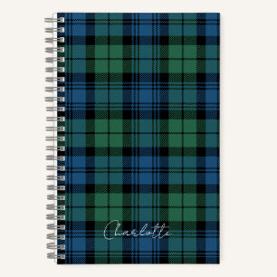 Rustikales Karo Campbell Grün Blau Tartan Notizbuch
