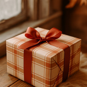 Rustikales Karo-Gitter Nahtloses Herbstmuster Geschenkpapier