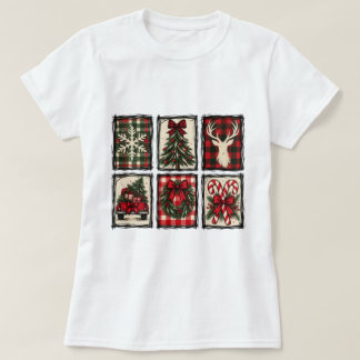 Rustikales Karo-Weihnachtsoutfit Farmhouse-Urlaub T-Shirt
