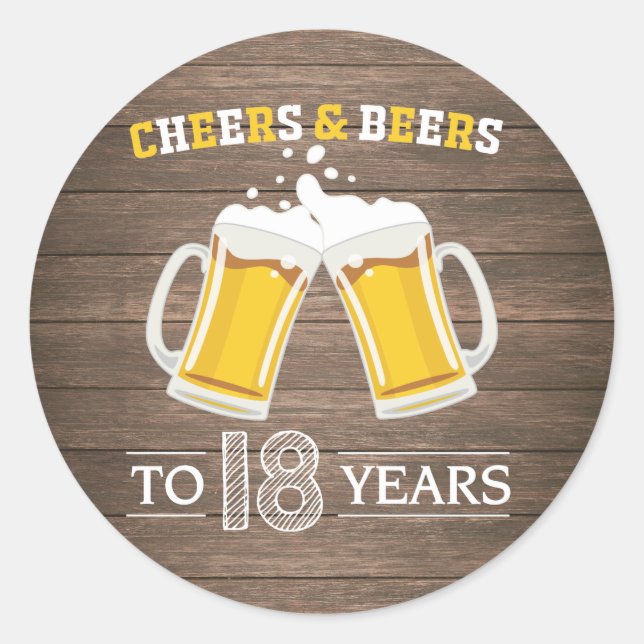 Rustikales Käse und Bier bis 18 Jahre Runder Aufkleber (Vorderseite)