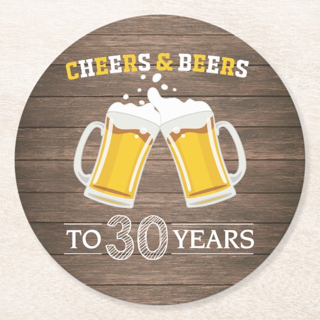 Rustikales Käse und Bier bis 30 Jahre Runder Pappuntersetzer (Vorderseite)