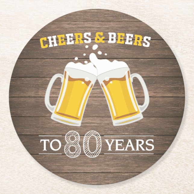 Rustikales Käse und Bier bis 80 Jahre Runder Pappuntersetzer (Vorderseite)
