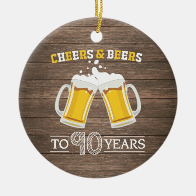 Rustikales Käse und Bier bis 90 Jahre Keramik Ornament (Vorne)