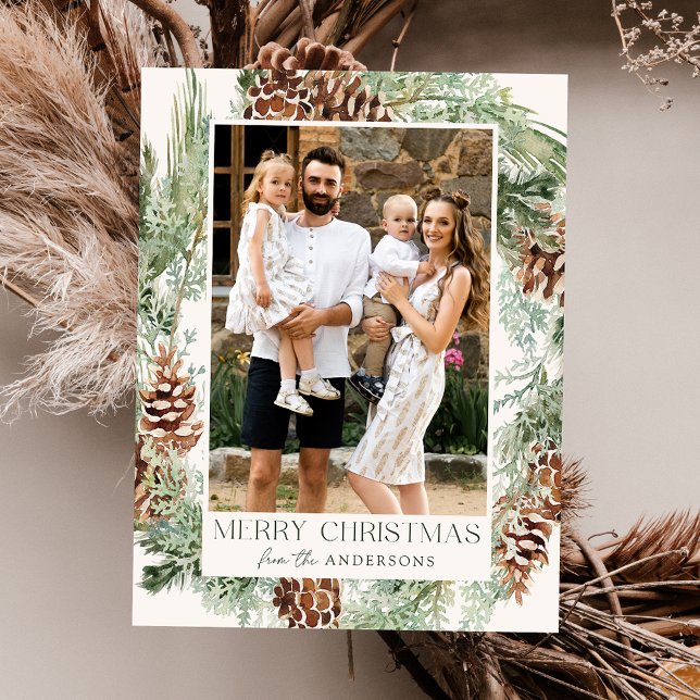 Rustikales Kieferkiefer Kranken Foto Feiertagspostkarte (Von Creator hochgeladen)