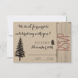 Rustikales Kiefern-Hochzeit UAWG RSVP Karte