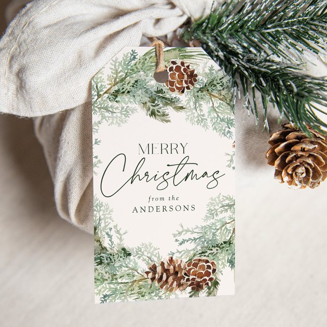 Rustikales Kiefernkiefer Kranz Geschenkanhänger (Von Creator hochgeladen)