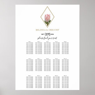 Rustikales King Protea Hochzeitsdiagramm Poster