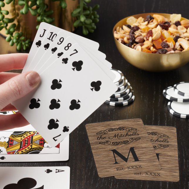 Rustikales, klassisches Holz-Kornmuster Spielkarten (In Situ)