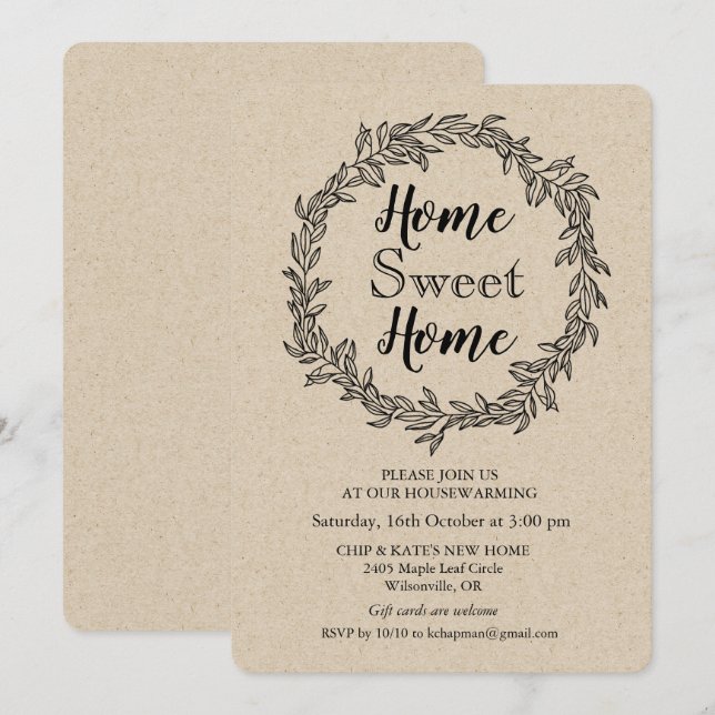 Rustikales Kleider-Haus Einladung (Vorne/Hinten)