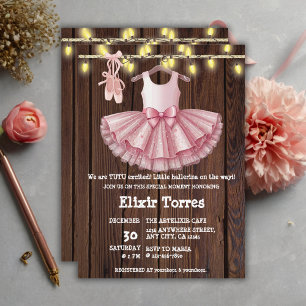 Rustikales kleines Ballerina-Tutu Glitter-Babypart Einladung