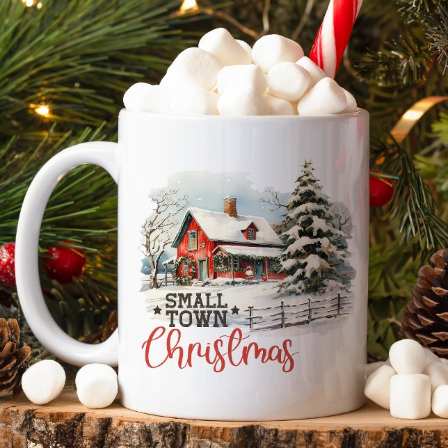 Rustikales Kleinstädter Weihnachtsbauernhaus Kaffeetasse (Von Creator hochgeladen)