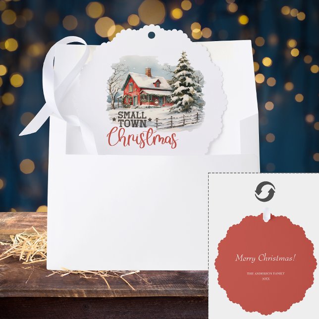 Rustikales Kleinstädter Weihnachtsbauernhaus Ornament Karte (Von Creator hochgeladen)