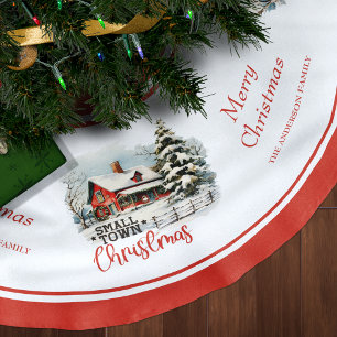 Rustikales Kleinstädter Weihnachtsbauernhaus Polyester Weihnachtsbaumdecke