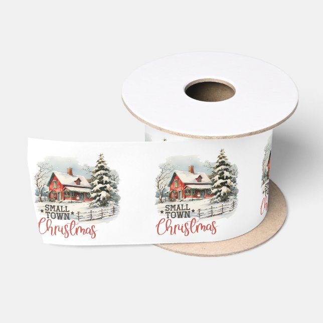 Rustikales Kleinstädter Weihnachtsbauernhaus Satinband (Spule)