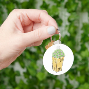 Rustikales Korb Blumenkübel-Geschenk Schlüsselanhänger