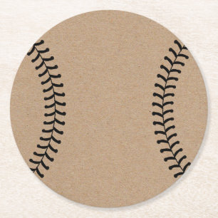 Rustikales Kraft Baseball Sportthema Runder Pappuntersetzer