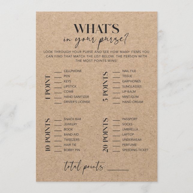 Rustikales Kraft-Brautparty (Vorderseite)