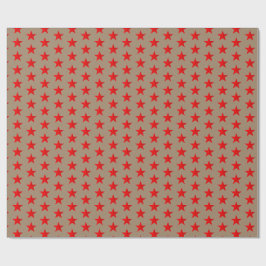 Rustikales Kraft-Bright Red Stars Wrapping Paper Geschenkpapier