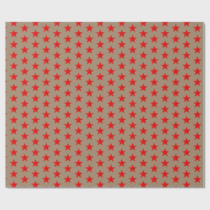 Rustikales Kraft-Bright Red Stars Wrapping Paper Geschenkpapier