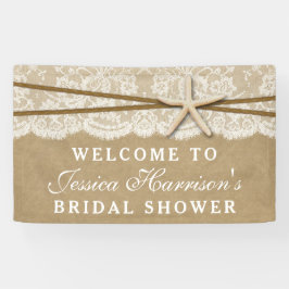 Rustikales Kraft-, Lace & Starfish Brautparty Banner