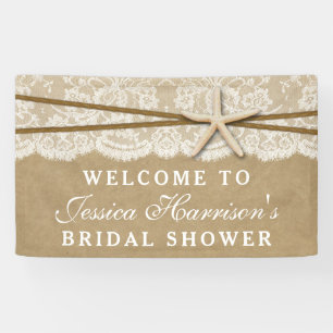 Rustikales Kraft-, Lace & Starfish Brautparty Banner