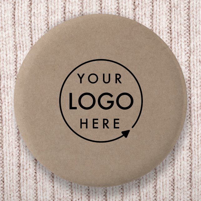 Rustikales Kraft-Logo | Business Corporate Modern Button (Rustic Kraft company branded button pins for small business events & promotional swag.)