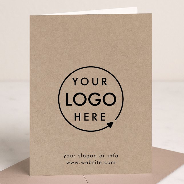 Rustikales Kraft-Logo | Business Corporate Modern Karte (Rustic Kraft company branded professional 5x7 folded card for small business greetings & thank yous.)