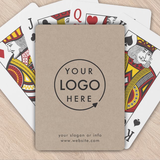 Rustikales Kraft-Logo | Business Corporate Modern Spielkarten (Rustic Kraft company branded professional playing cards for small business promotional swag.)