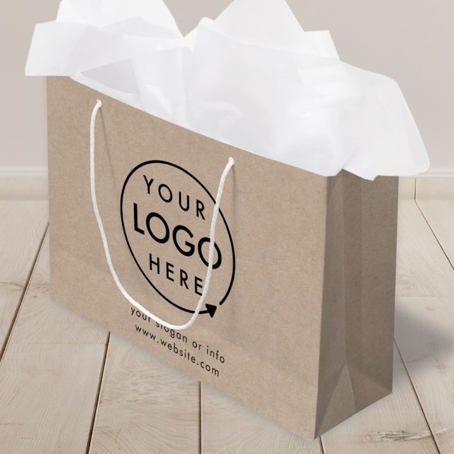 Rustikales Kraft-Logo | Business Modern Beruflich Große Geschenktüte (Rustic Kraft company branded gift bags for small business gifting, brand events & promotional swag.)