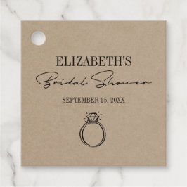 Rustikales Kraft Modernes Script-Brautparty mit Ri Geschenkanhänger