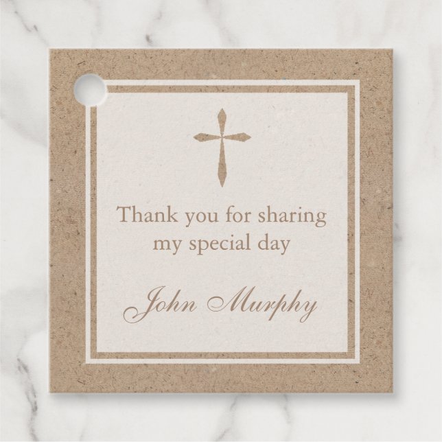 Rustikales Kraft Religious Cross Party Geschenkanhänger (Vorderseite)