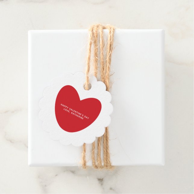 Rustikales kraft rotes Herz Brauch Valentinstag Geschenkanhänger (Beispiel)