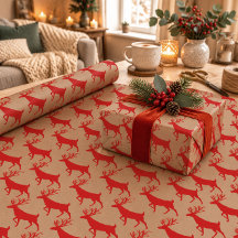 Rustikales Kraft Rotwild-Rentier-Wrap-Papier