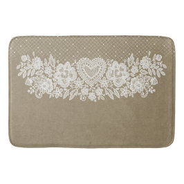 Rustikales Kraft- & White Lace Lacy Bauernhaus Badematte