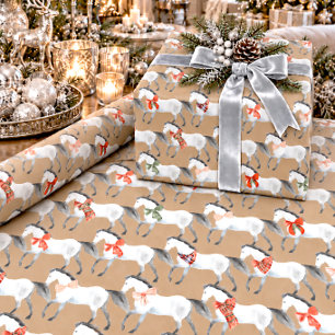 Rustikales Kraft Winterweiß Weihnachtsponys  Geschenkpapier