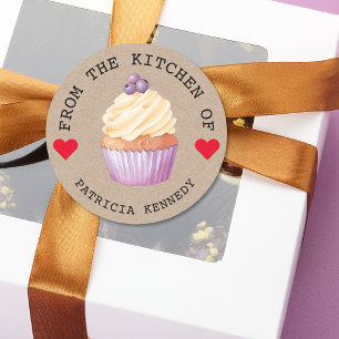 Rustikales Kraftpapier Aus der Küche von Cupcakes  Runder Aufkleber