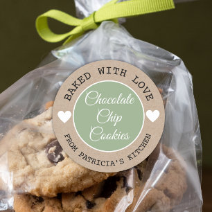 Rustikales Kraftpapier gebacken mit Liebe Choco Co Runder Aufkleber