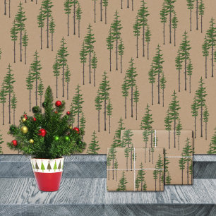 Rustikales Kraftwald Geschenkpapier Set