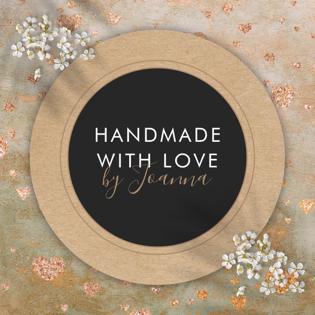 Rustikales Kraftwerk-Handmade-Produktkennzeichen Runder Aufkleber (Rustic Kraft Handmade Product Business Label)