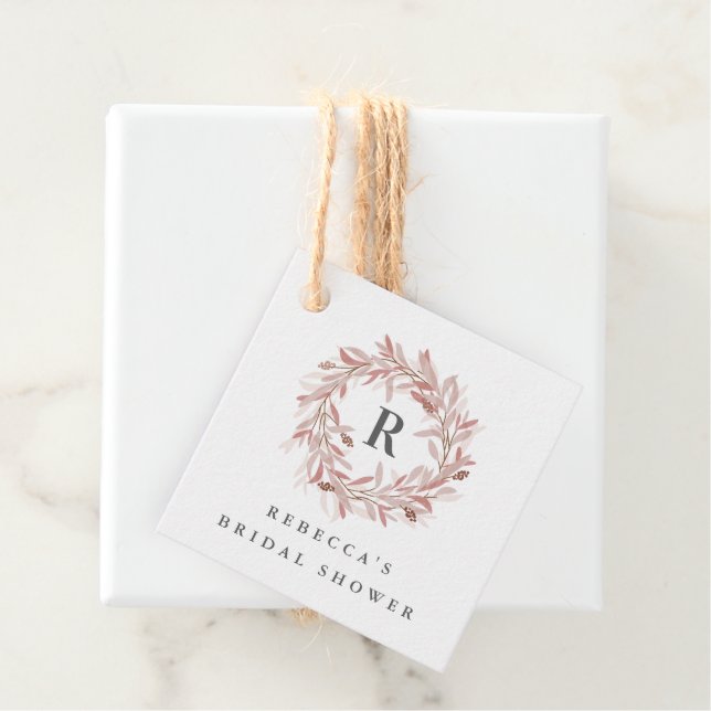 Rustikales Kranz-Monogramm-Brautparty bevorzugt Ta Geschenkanhänger (Beispiel)