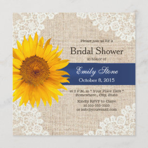 Rustikales Lace Sunflower & Burlap-Brautparty Einladung
