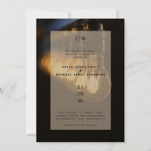 Rustikales Lager Edison Lights Wedding Einladung