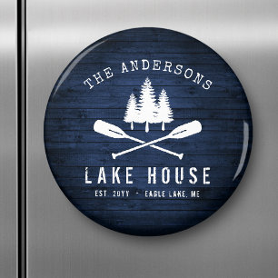 Rustikales Lake House Boat Oars Trees Blue Wood Pr Magnet