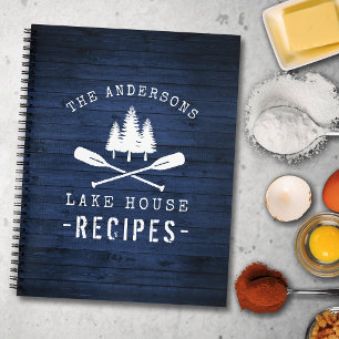 Rustikales Lake House Boat Oars Trees Blue Wood Re Notizbuch