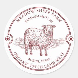 Rustikales Lamm-Logo Farm Field Classic Round St Runder Aufkleber