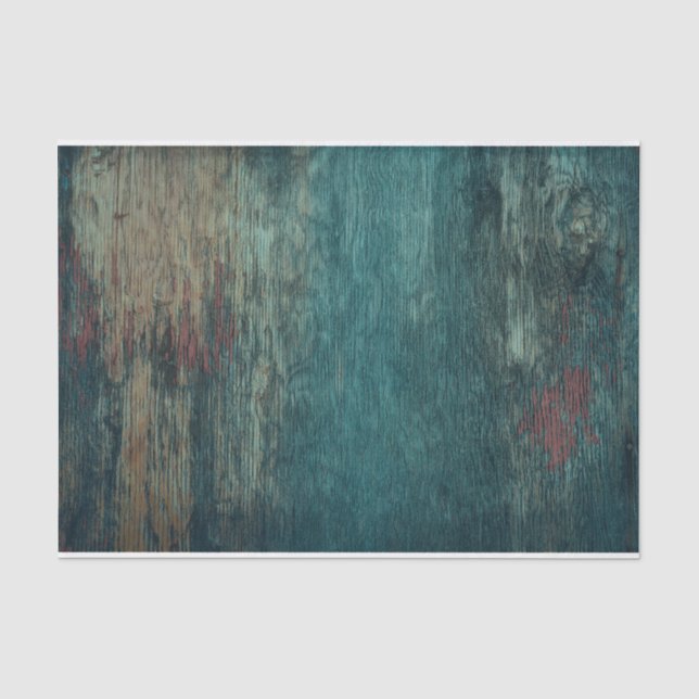 Rustikales Land Aquamarine Holzkörner Seidenpapier (Vorderseite)