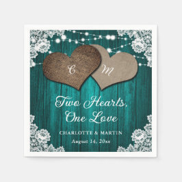 Rustikales Land, Aquamarine Holzwurfenhochzeit Serviette