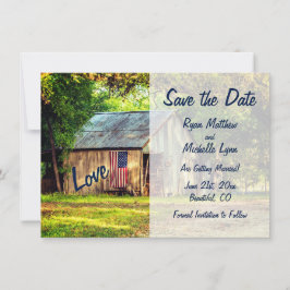 Rustikales Land Barackenflagge Save the Date Einladung