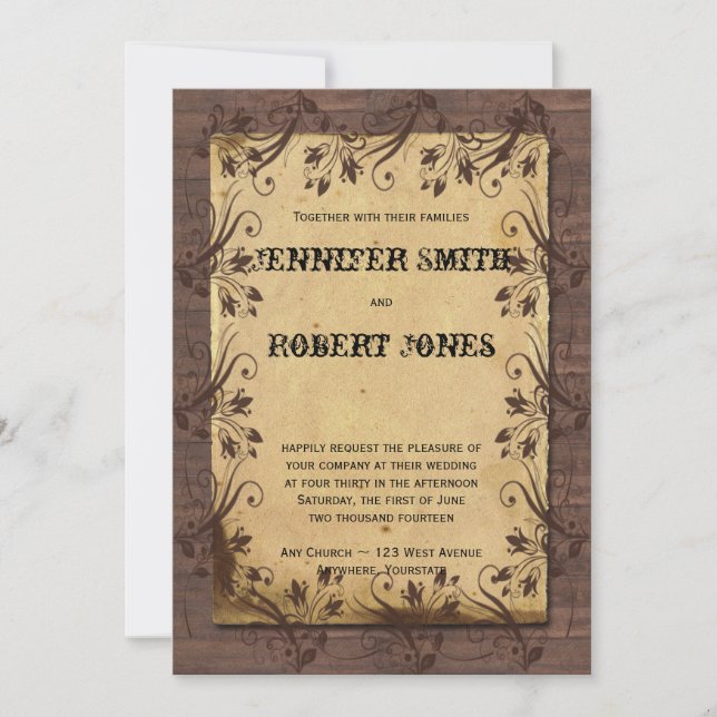 Rustikales Land Barn Wood Beauty Wedding Einladung (Vorderseite)