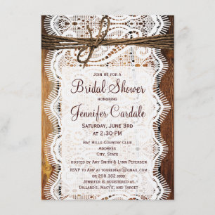 Rustikales Land Barn Wood Bridal Dusche Einladunge Einladung